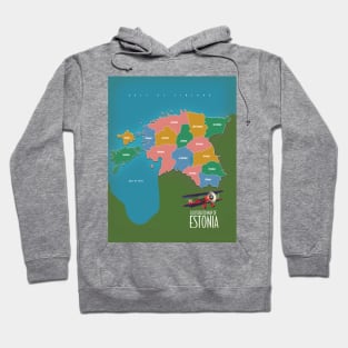 Illustrated map of Estonia Hoodie